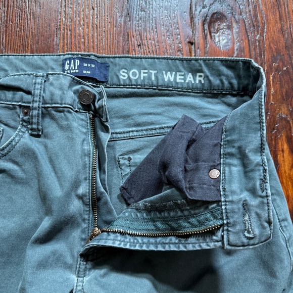 GAP Pants Mens 32x32 Green Gapflex Stretch Classic Slim Straight Soft Wear - Picture 8 of 12